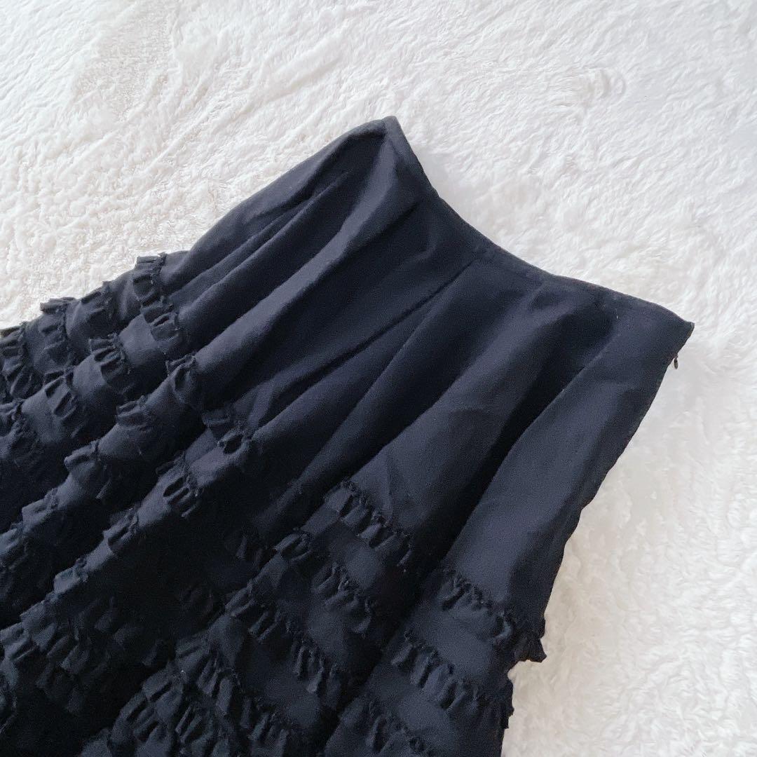 PINKHOUCE ピンクハウス ピコフリル フレアスカート 黒