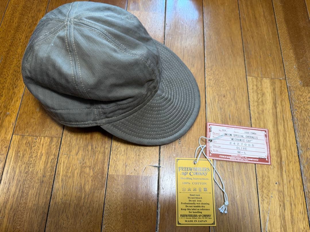 フリーホイーラーズ　メカニックキャップ HBT オリーブ M-L 試着程度
