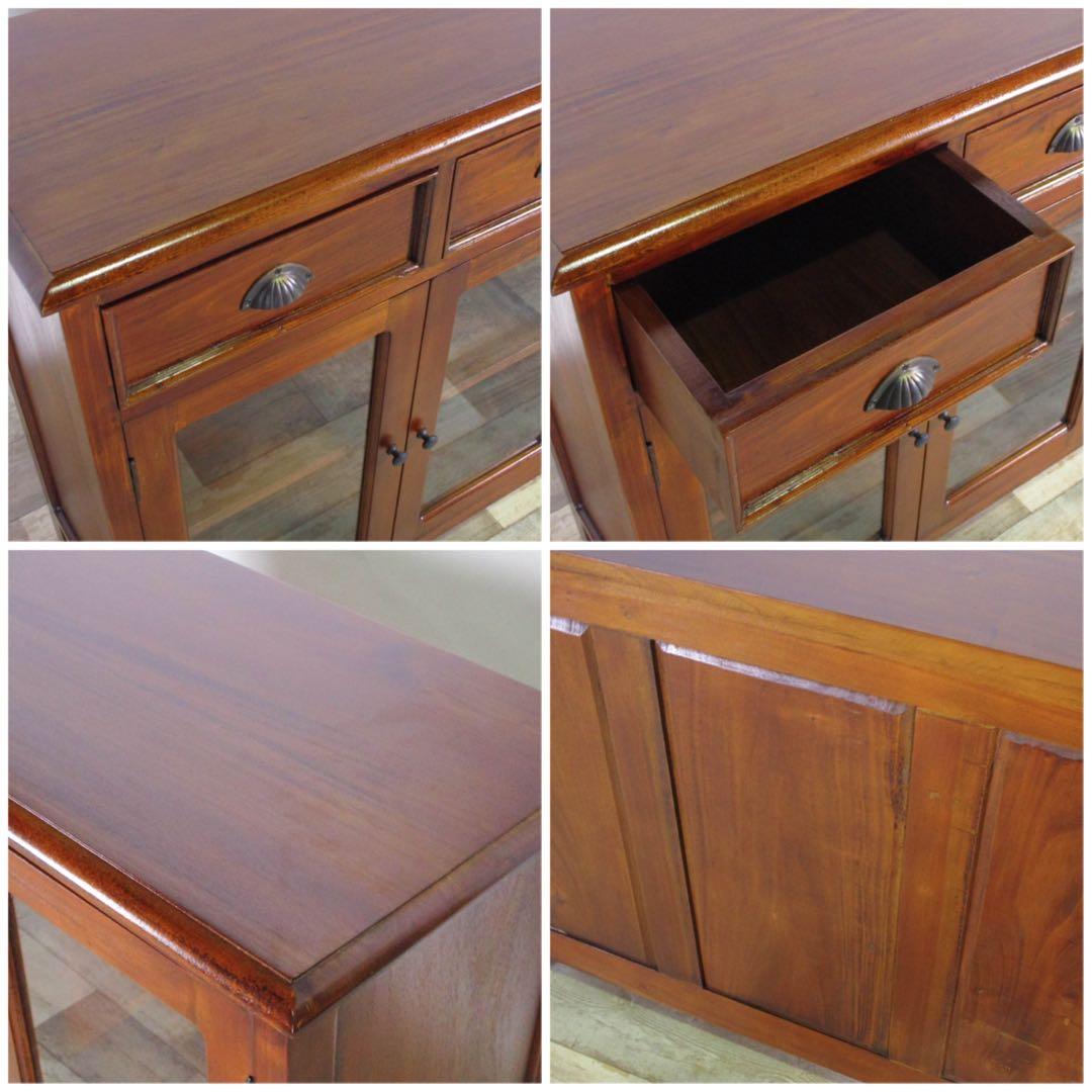 D 新品 アジアン キャビネット アンティーク カントリー 本棚 食器棚 飾り棚