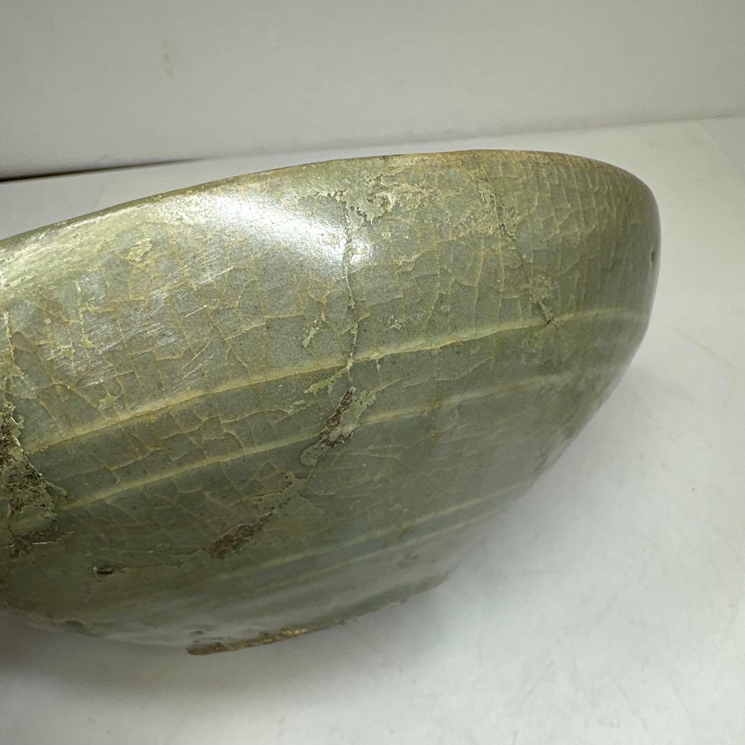 古代　高麗青磁　白泥象嵌鉢　幅約18.8㎝　東さ7-0414④