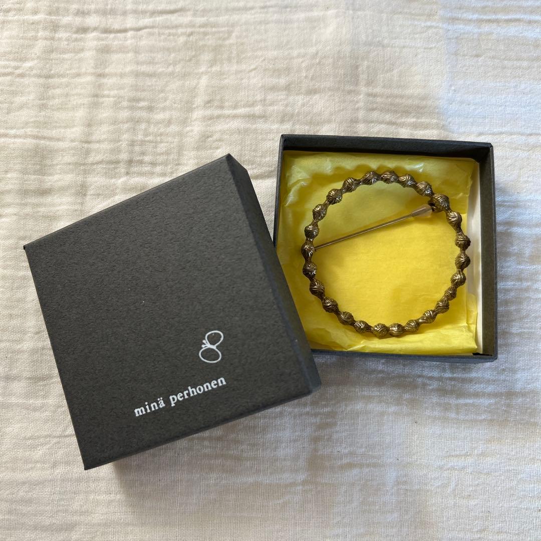 【完売品】ミナペルホネン タンバリン ブローチ アンティークゴールド