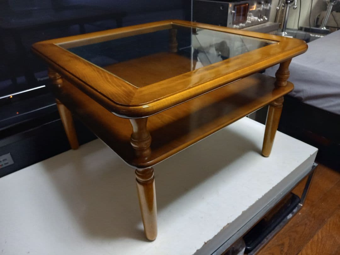 ぴぴ　様売約済　コロニアル　ディスプレイ　ガラス　ウッド　サイドテーブル