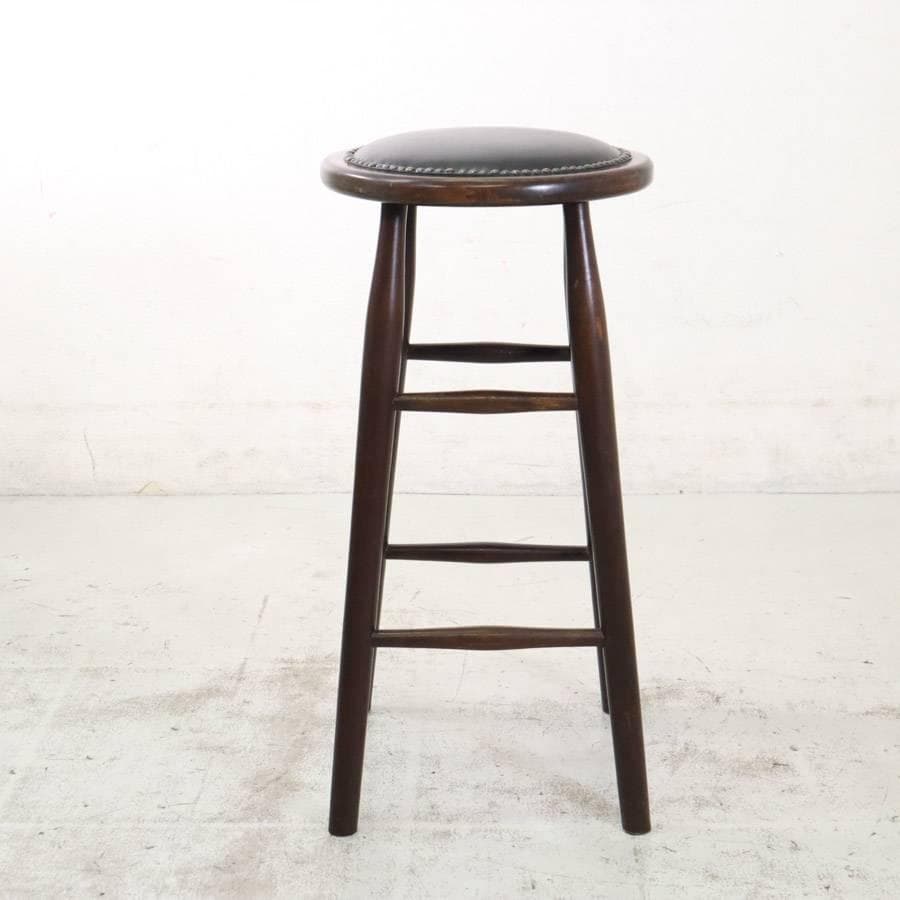 6脚まとめ買い2 ルーマニア製 ハイスツール ビーチ材 ブラック PVCレザー