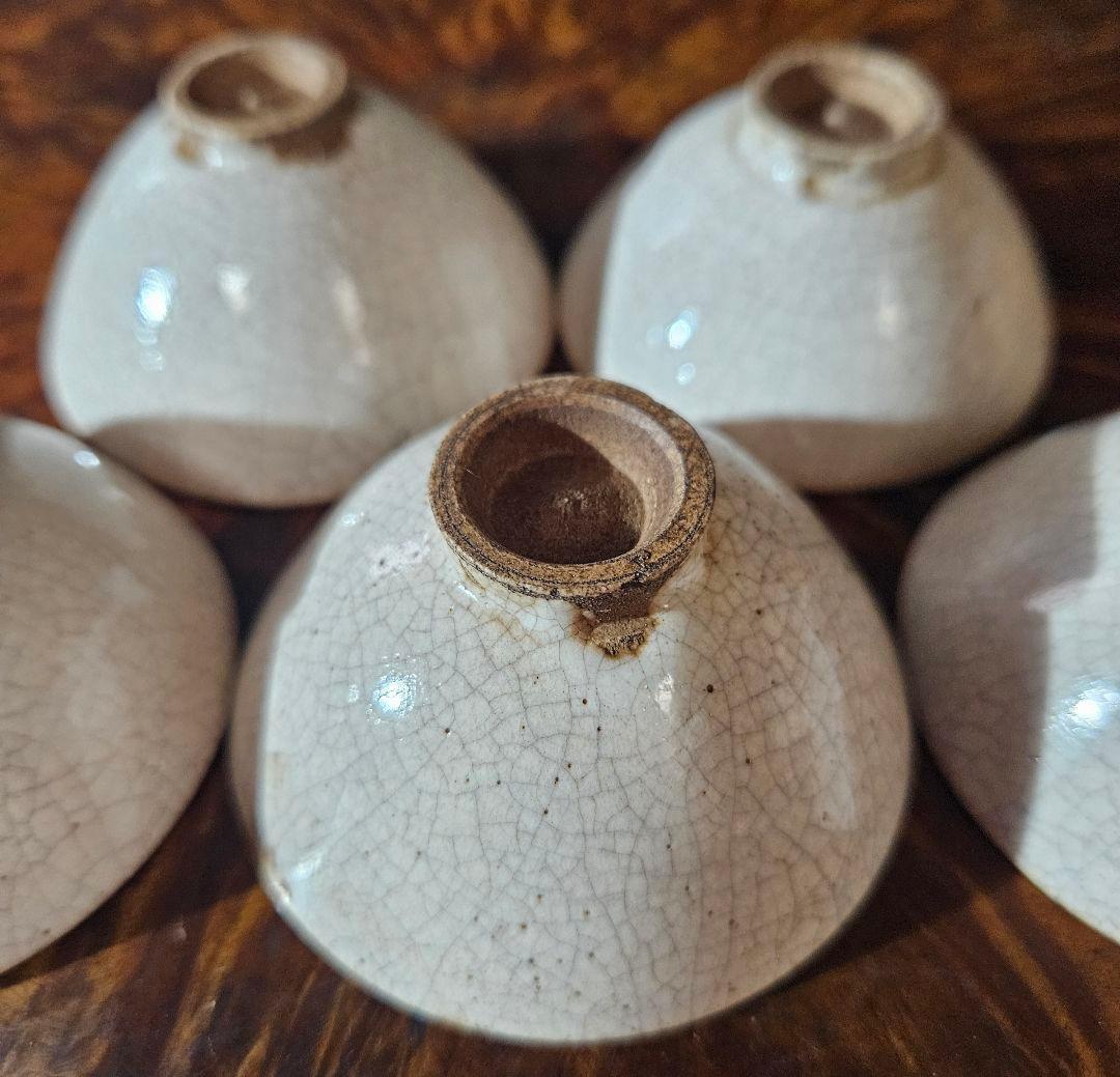 江戸時代末期　古萩　萩焼　煎茶茶碗　煎茶道具　ぐい呑　酒杯　酒器　5客　無傷！