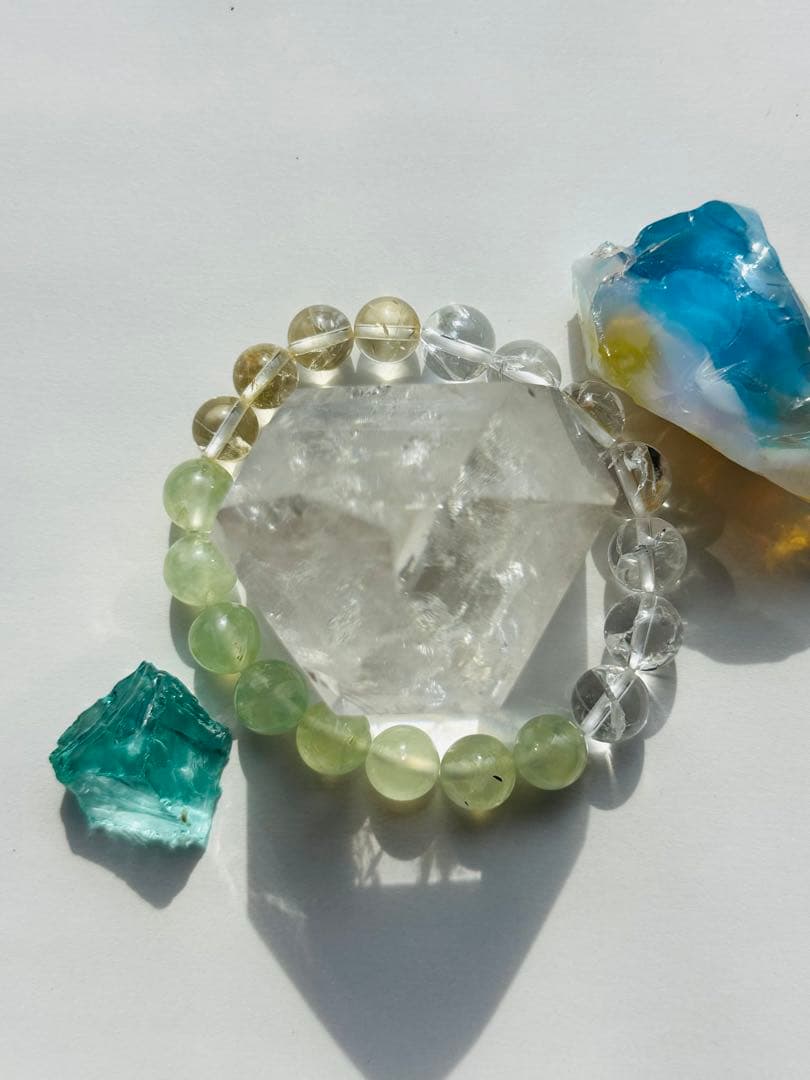 ユニドロブレスレットE グリーン系　内周16センチ