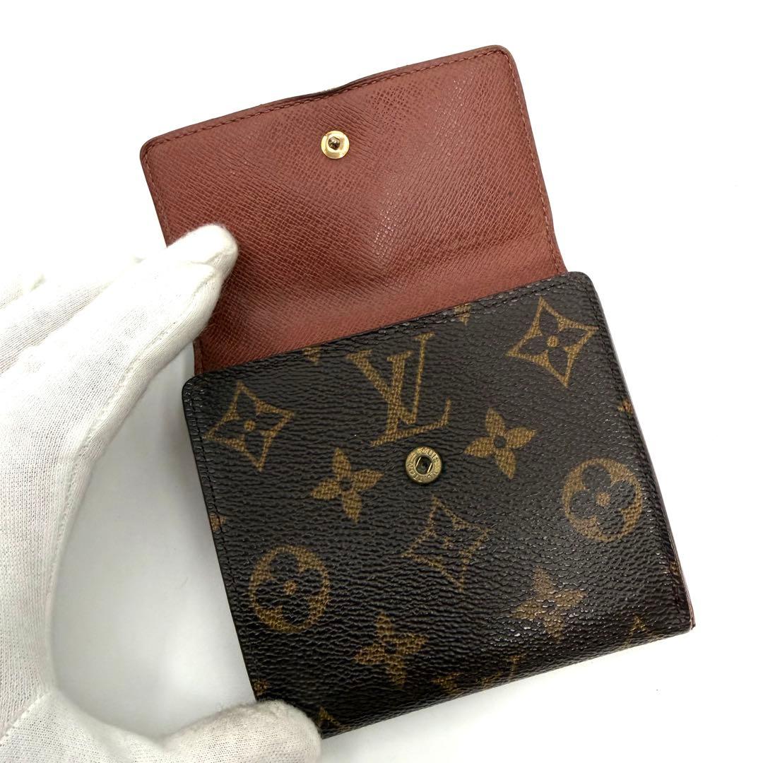 LOUIS VUITTON 三つ折り財布 ブラウン　モノグラム　ダブルホック
