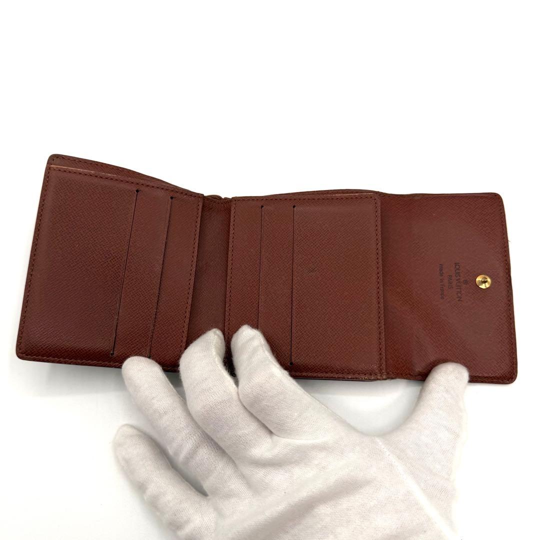 LOUIS VUITTON 三つ折り財布 ブラウン　モノグラム　ダブルホック