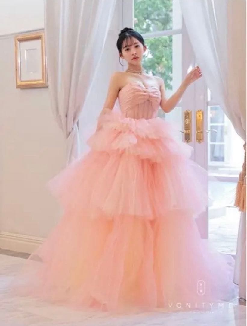 ピンク チュールドレス フリル付き