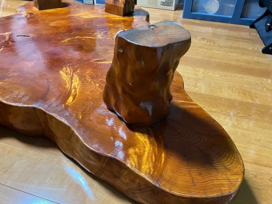 【天然木 一枚板】欅 ケヤキ テーブル 光沢仕上げ 140×70cm 60kg