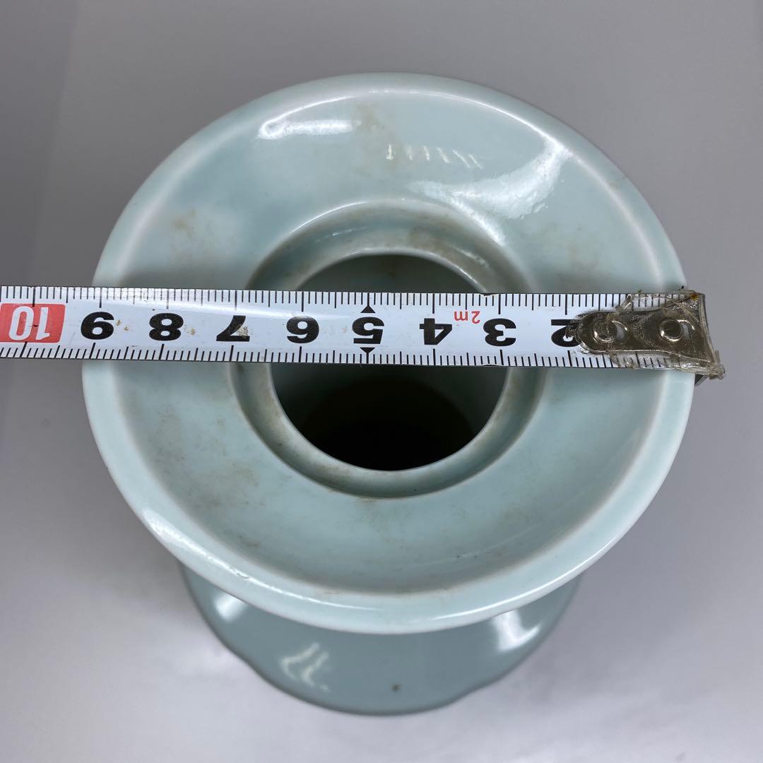 中国美術　魚耳　青磁花瓶　高さ約21.8㎝　タサオ　東さ7-0609②