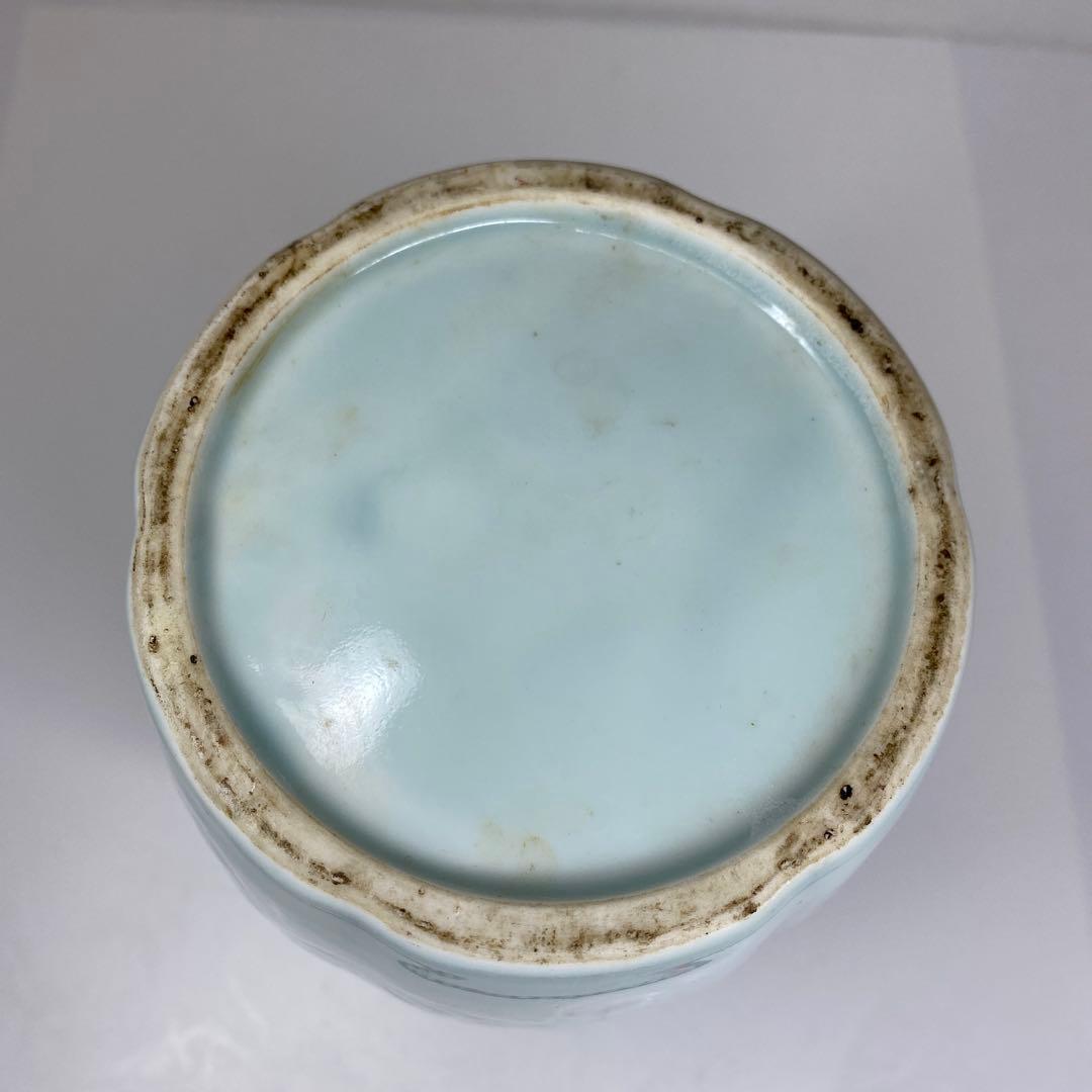 中国美術　魚耳　青磁花瓶　高さ約21.8㎝　タサオ　東さ7-0609②