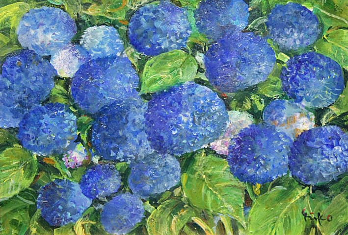 中島裕子【あじさいの花】 油彩 4号