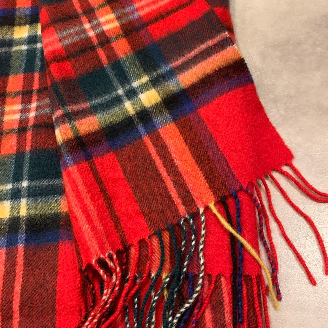 カシミヤ100％ 大判チェックマフラー