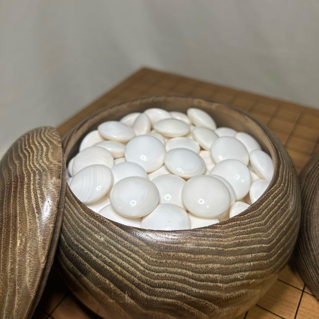 【最高級/36号】日向特製 蛤碁石 10mm 4.7寸脚付碁盤 へそ有 囲碁