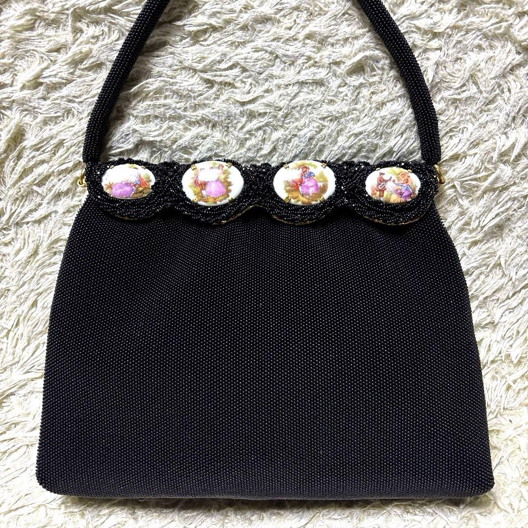 フランス製 アンティーク ヴィンテージ ビーズバッグ 黒 ブラック Benex