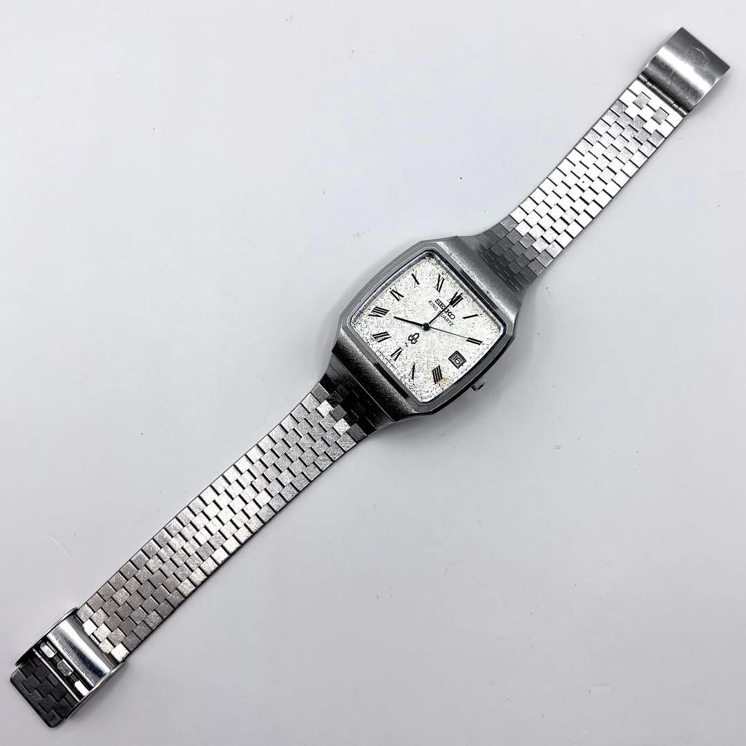 新品電池 稼働品 SEIKO キングクォーツ スクエア デイト メンズ