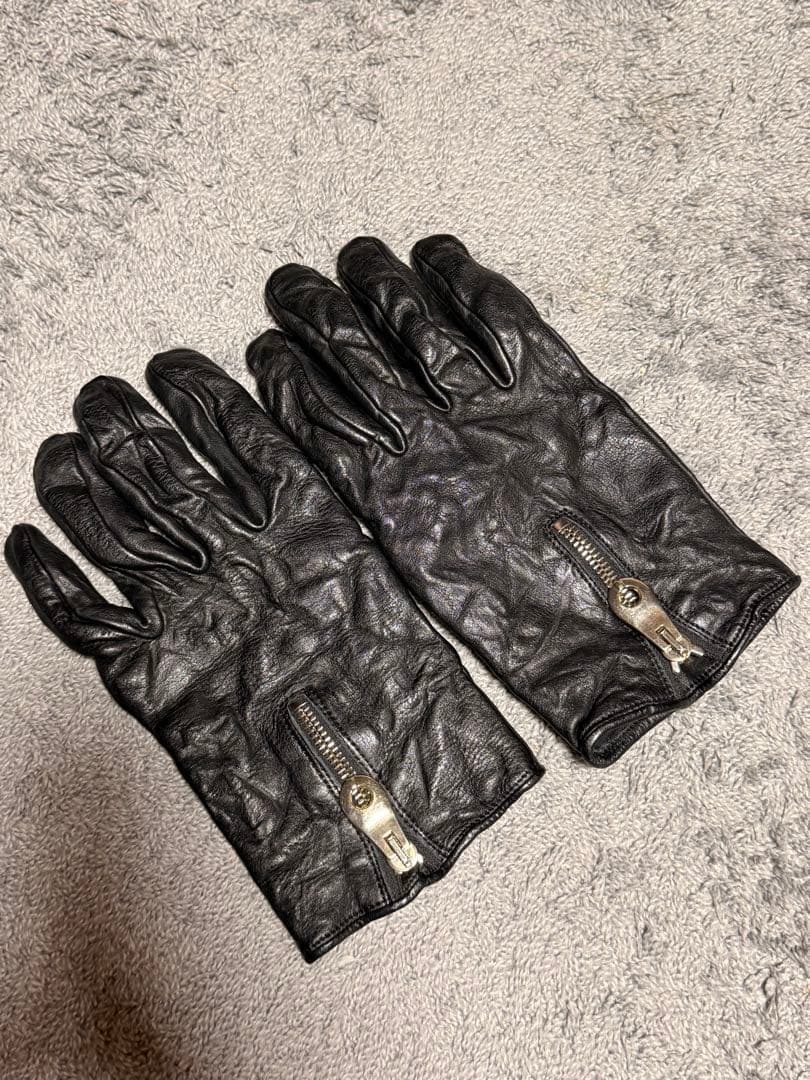 junhashimoto 黒 レザー 手袋 ジッパー付き　グローブ　サイズS
