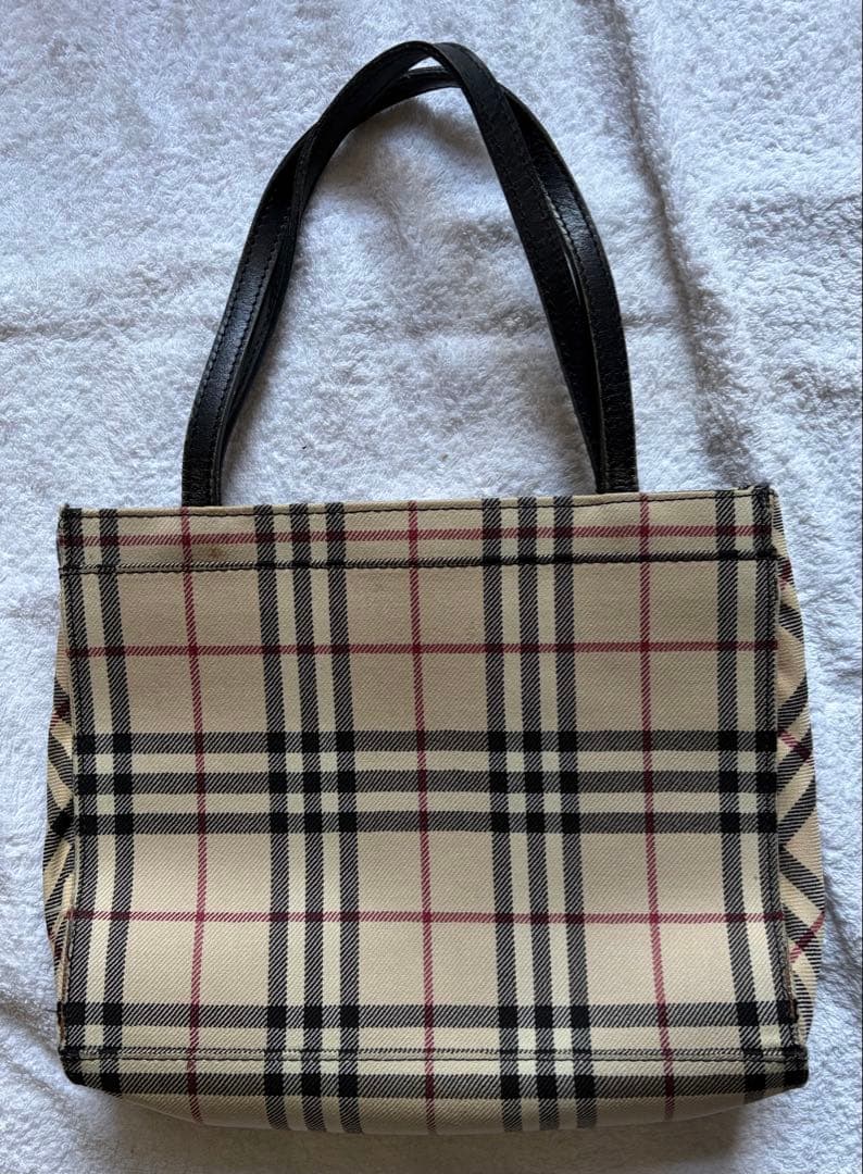BURBERRYバーバリー 真品保証チェック柄キャンバスハンドバッグ