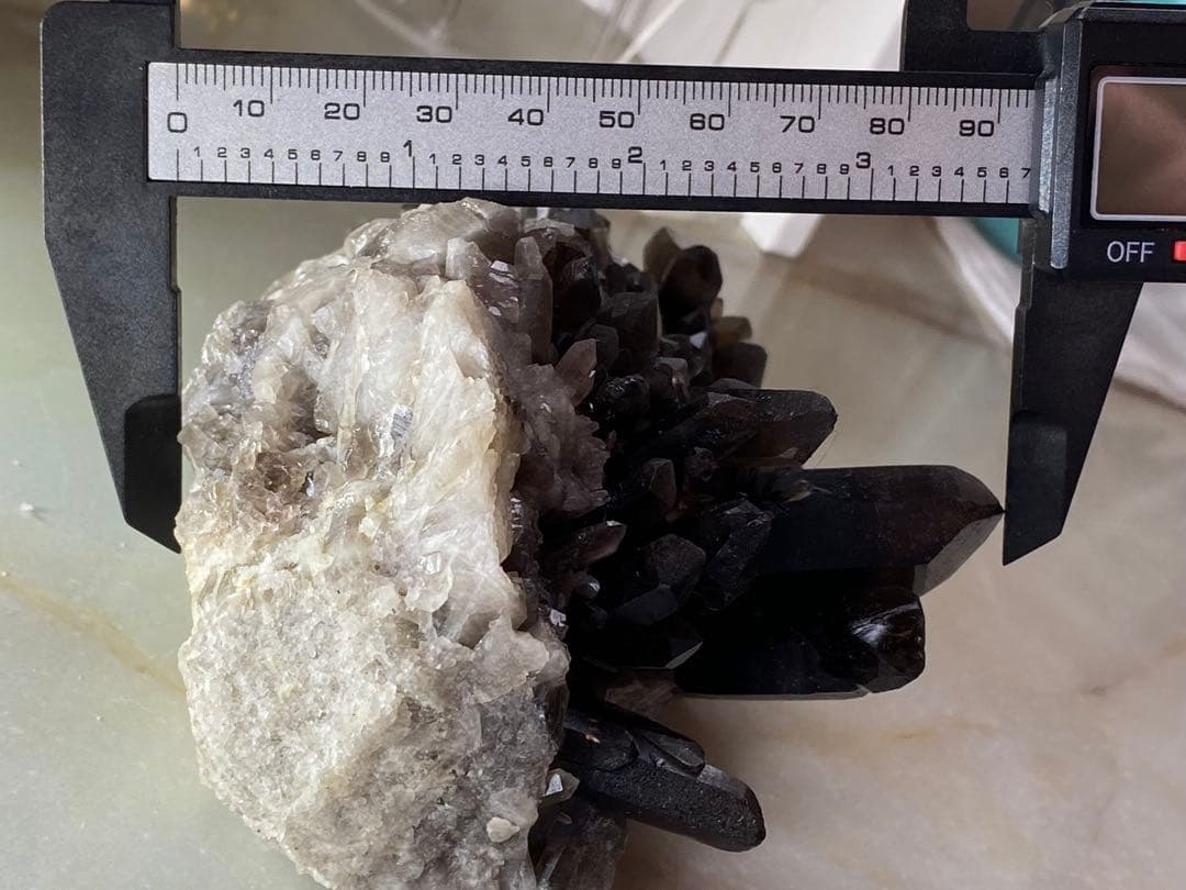 T1030-24ブラジル産水晶母岩モリオンスモーキークォーツ原石クラスター黒水晶