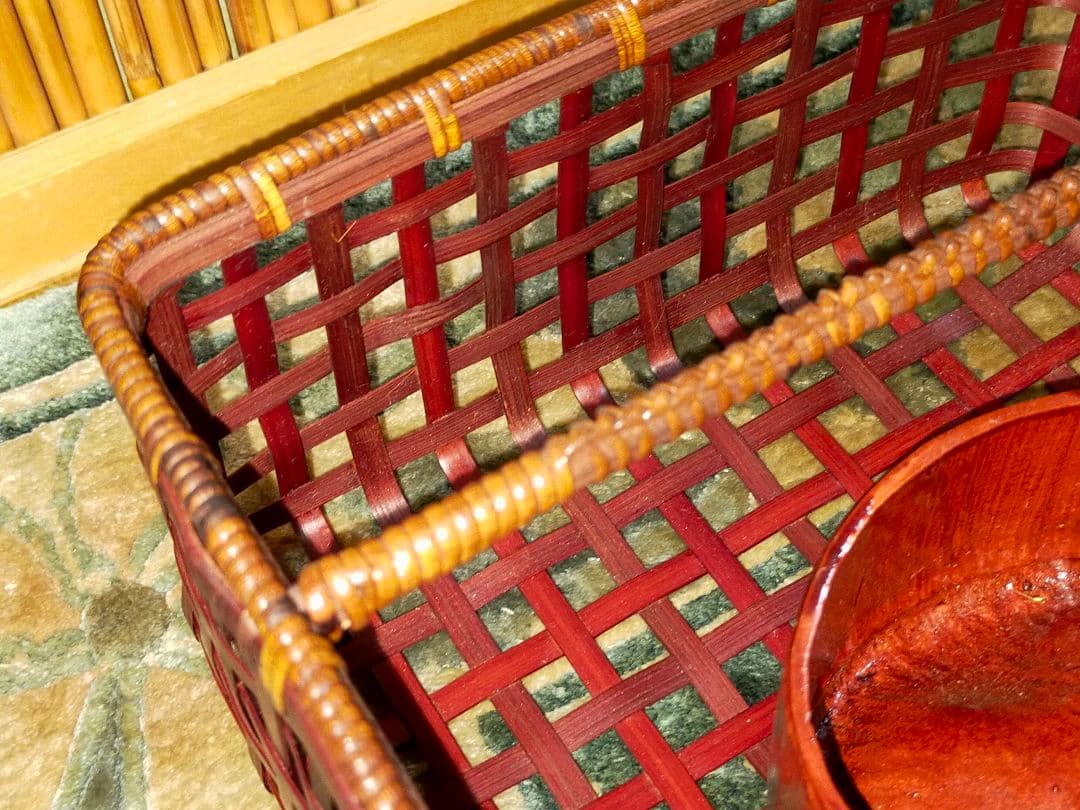 ♥未使用♥　安藤竹良斎　♥　みちくさ篭　花籠　共箱付き　茶道具　籠　茶道具