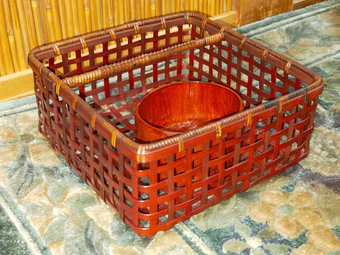 ♥未使用♥　安藤竹良斎　♥　みちくさ篭　花籠　共箱付き　茶道具　籠　茶道具