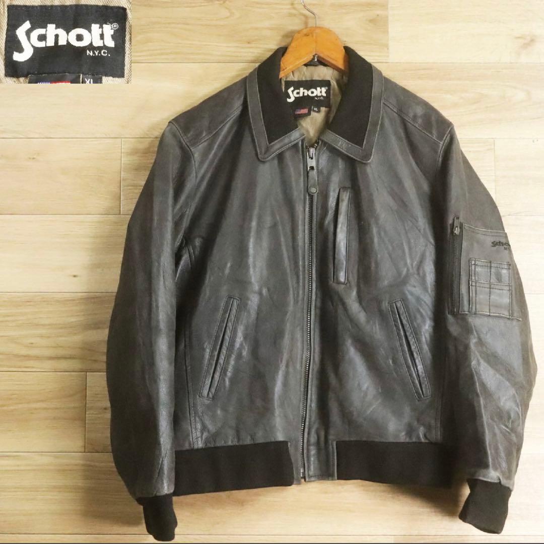 Schott ショット 本革 レザーフライトジャケット シングルライダース