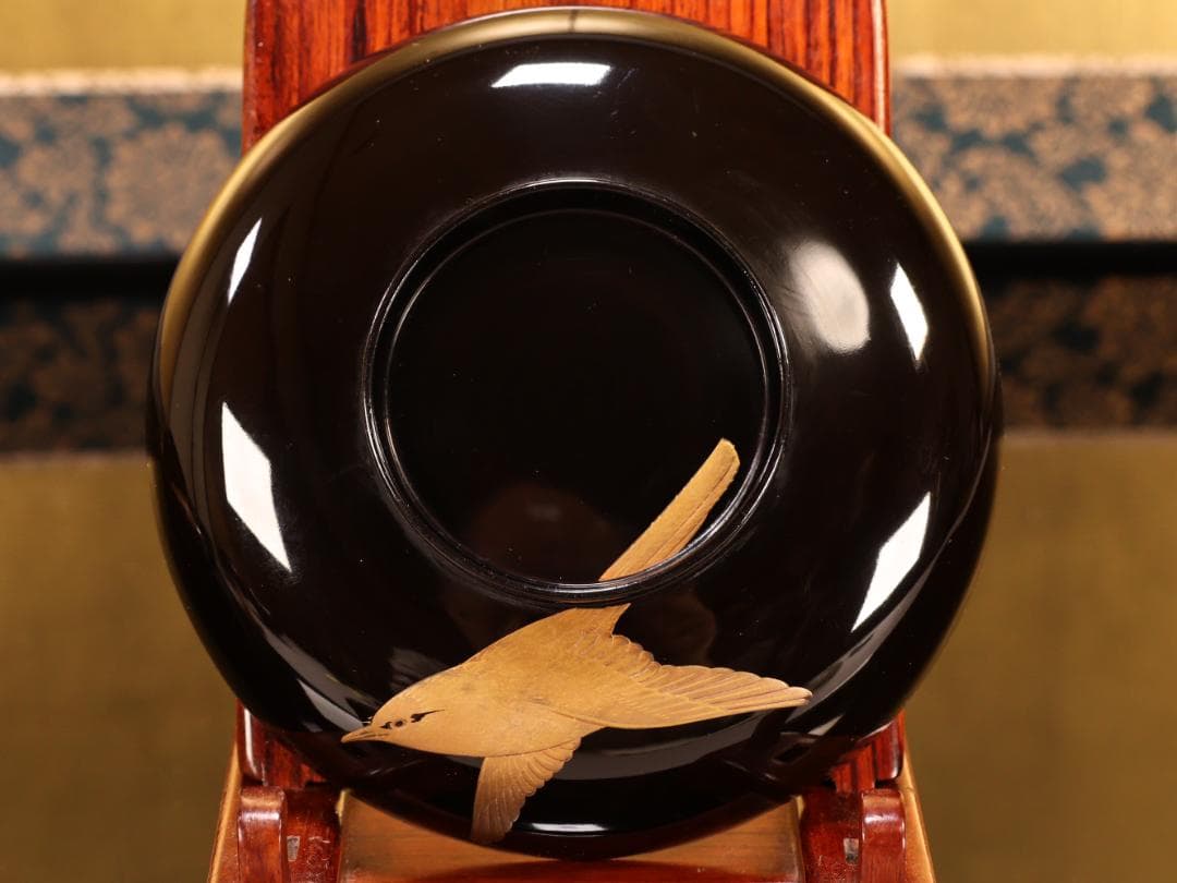 BK413　時代輪島塗　蓮図金蒔絵　吸物椀　二客　木製　茶道具 懐石 会席 菓子