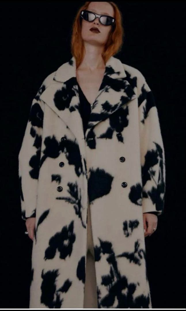 ジャケット・アウター AMERI UND SHADOW FLOWER WOOL COAT