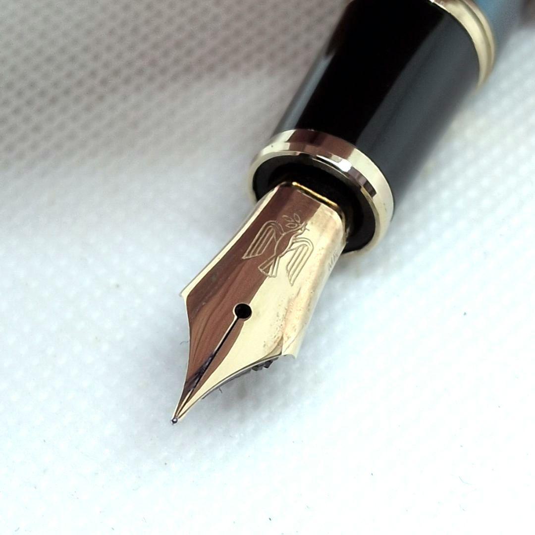 【美品 18K】セーラー　ピース　ブルーチタニウム　万年筆　MF　文房具　18金