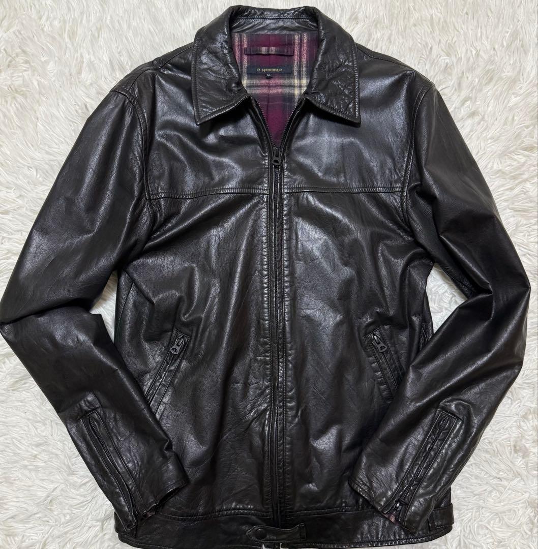 【極上ラムレザー】　ポールスミス　シングルライダースジャケット　裏地チェック