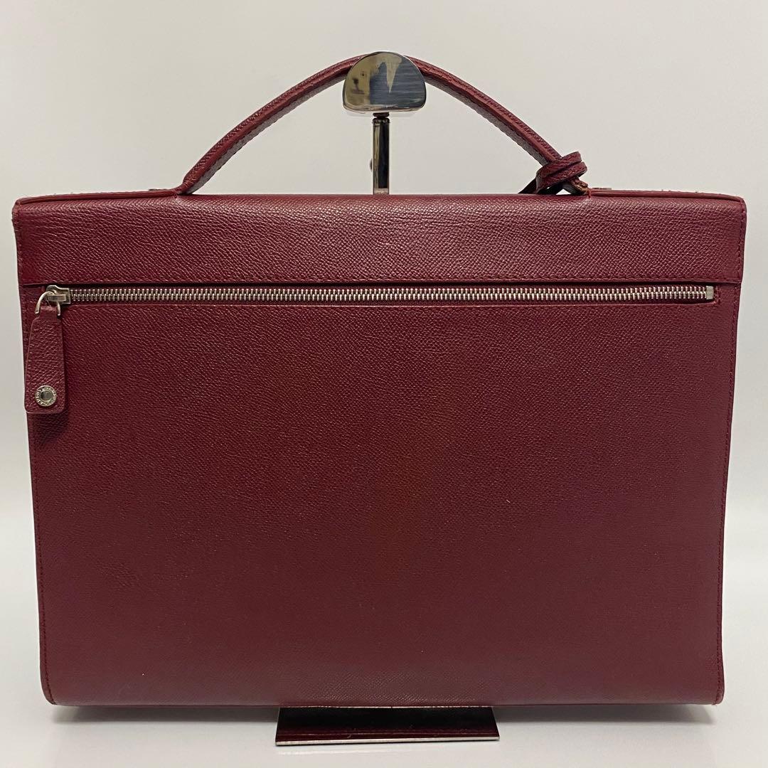 BVLGARI レザー ワインレッド チャーム ビジネスバッグ ブリーフケース
