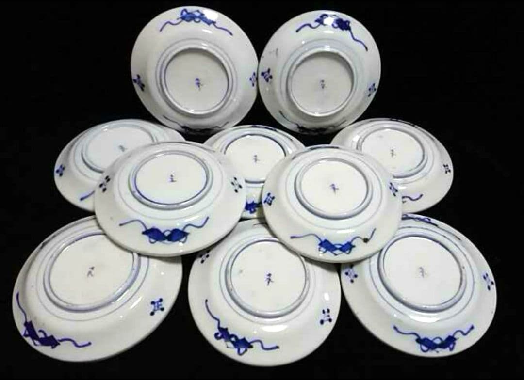 古 九谷 皿 10客揃 金彩 染付