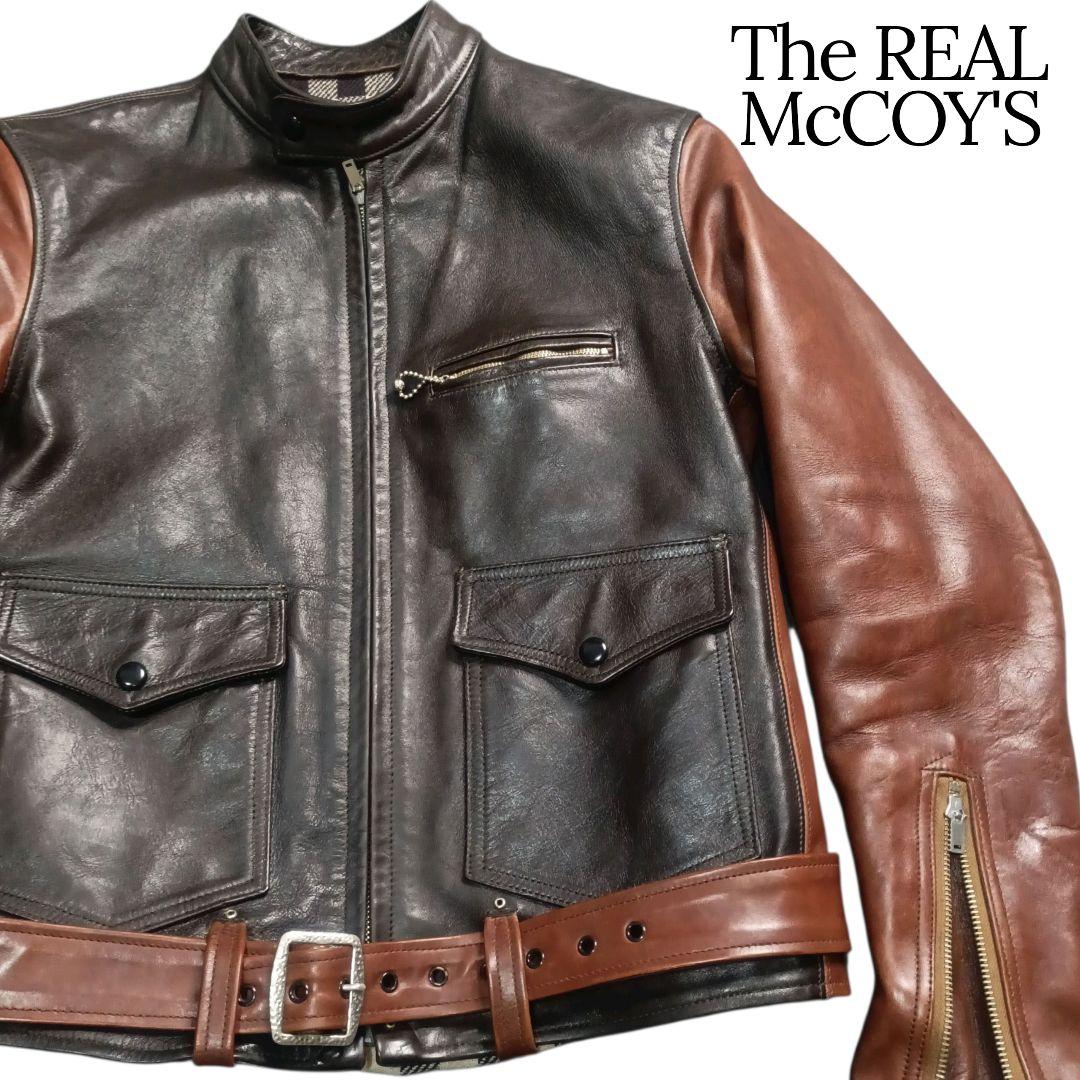 ✨The REAL McCOY'S ホースハイド ベルト付 シングルライダース
