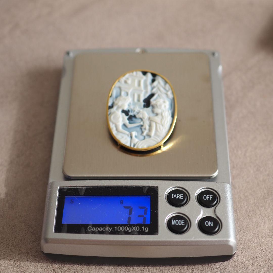 K18 18金 瑪瑙 メノウ カメオ ブローチ ネックレス