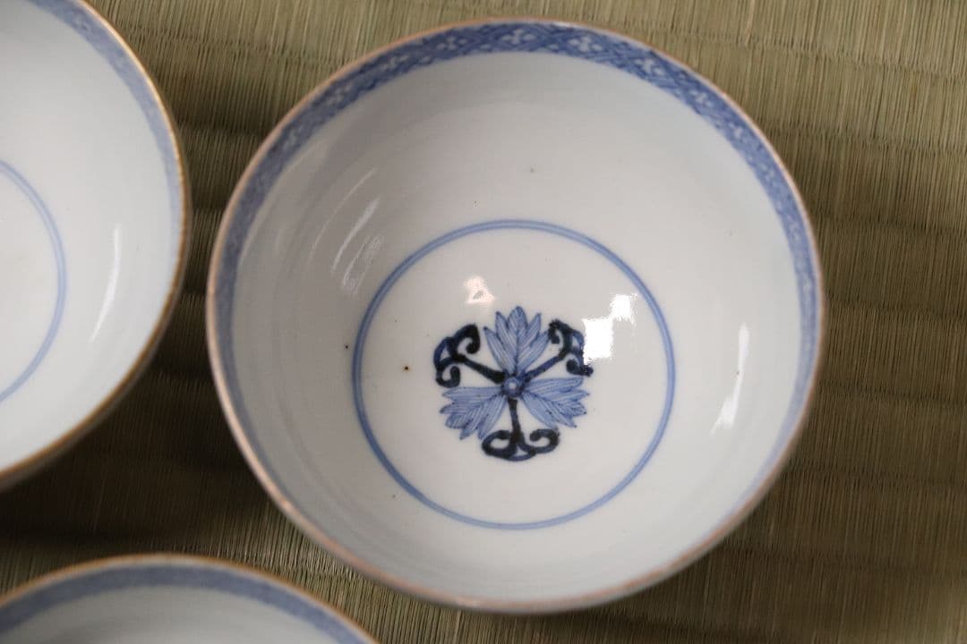 太明年製 赤玉瓔珞文 古伊万里 茶呑 茶碗 口径9.4cm 色絵 錦手MA423