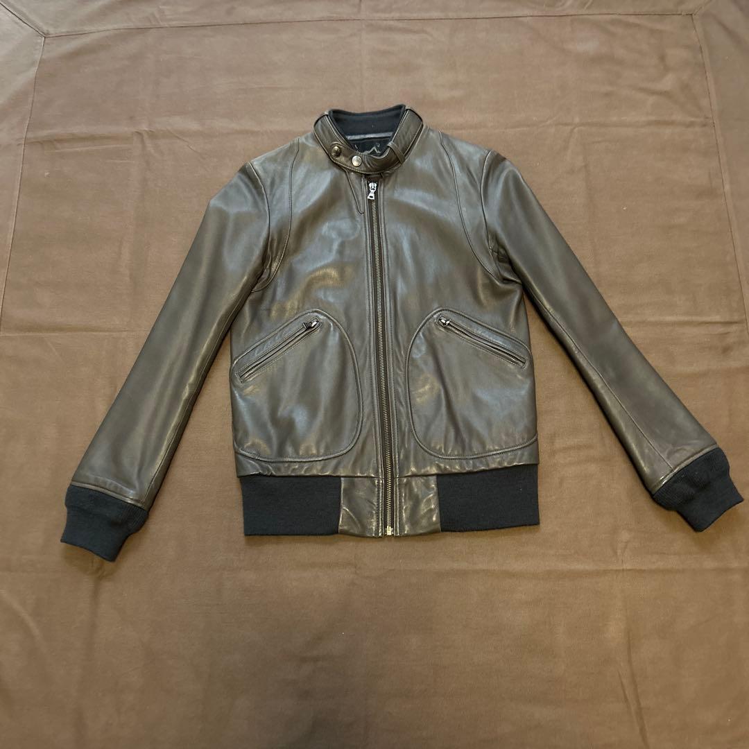 ヒステリックグラマー　グレー　レザー シングルライダースジャケット