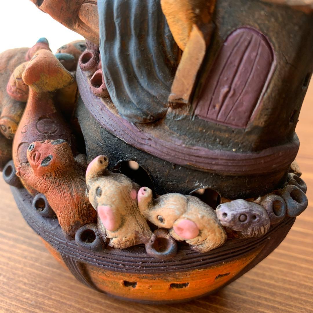 確認用　土人形　郷土玩具　民芸　フォークアート　聖書モチーフ　ノアの箱舟　置物