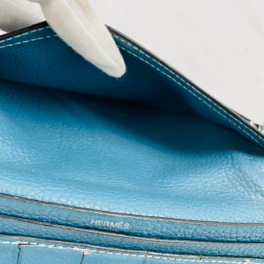 【kk/12.16/10】HERMES 財布 ベアンスフレ ヴォーエプソンブルー