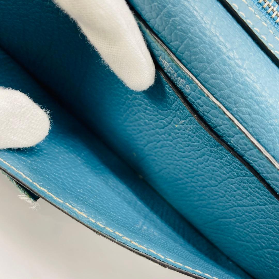 【kk/12.16/10】HERMES 財布 ベアンスフレ ヴォーエプソンブルー