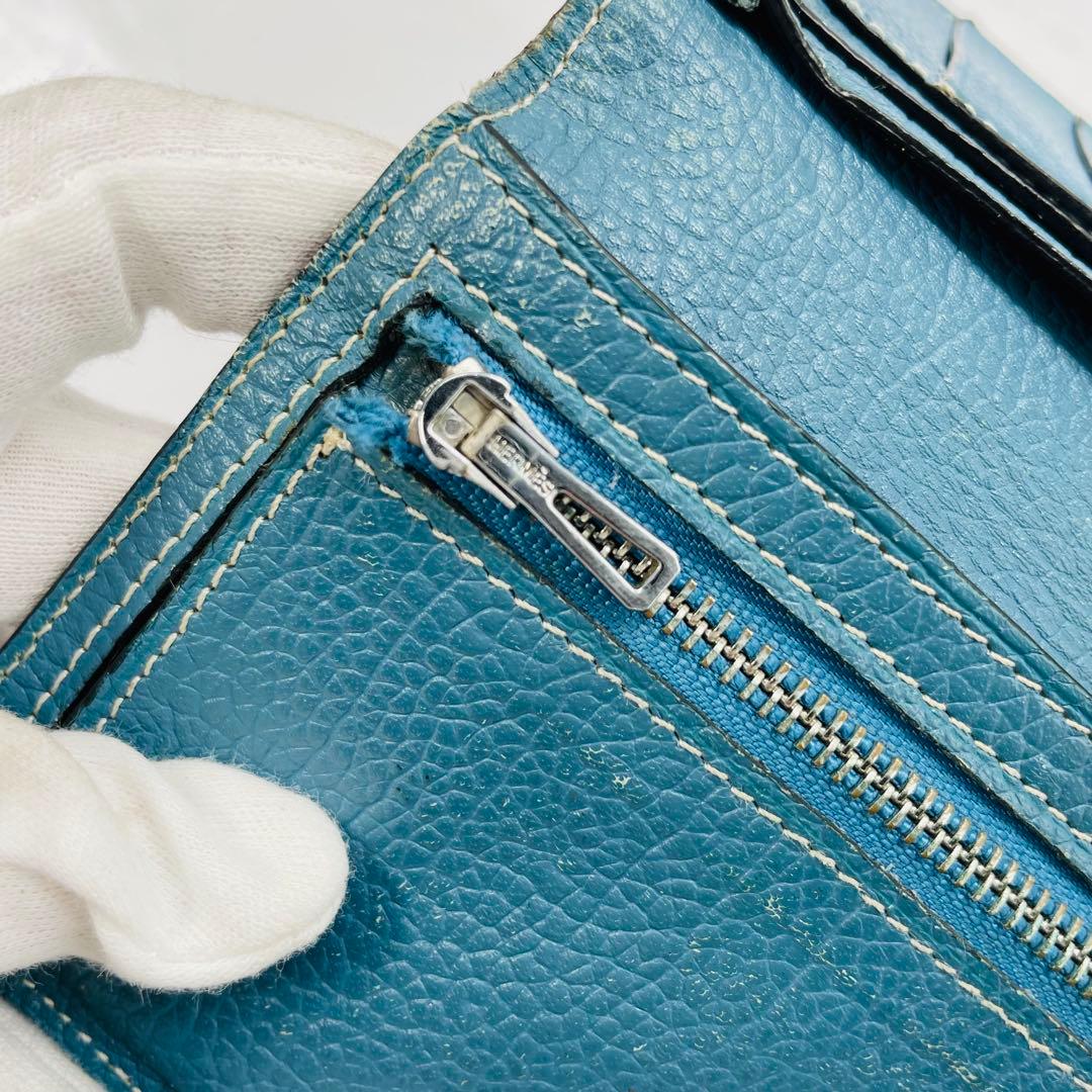 【kk/12.16/10】HERMES 財布 ベアンスフレ ヴォーエプソンブルー