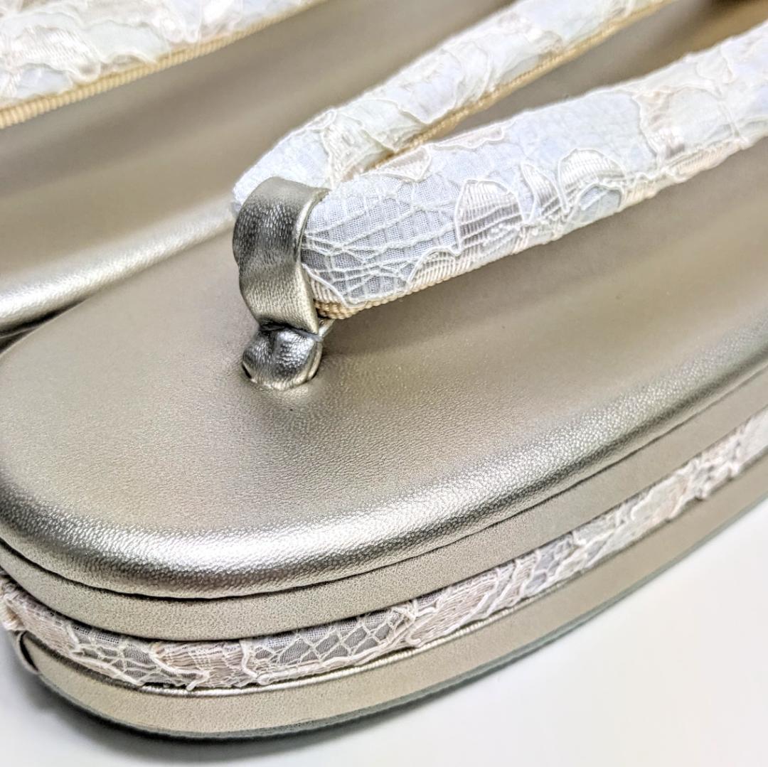 和装 草履バッグセット レース 白 金 ゴールド ホワイト フリーサイズ u88