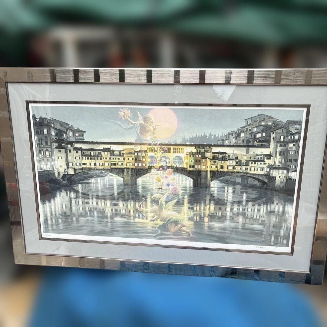 ‼️真作‼️笹倉鉄平　祝福　シルクスクリーン199／285額装、絵画、風景画、版画