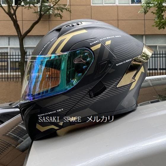 新品　バイク ダブルレンズ システム 内蔵レンズ フルフェイスヘルメット　L