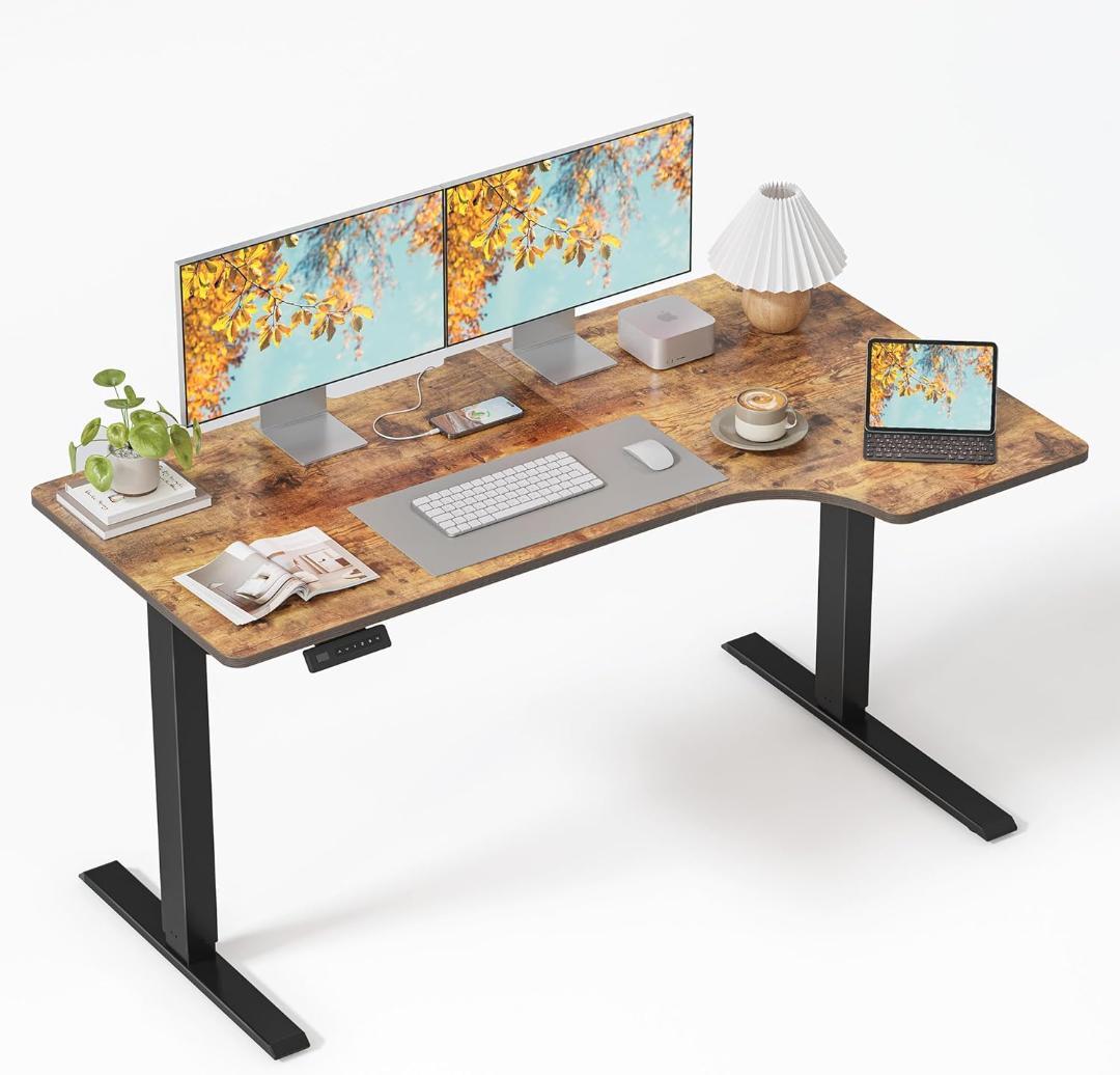 昇降式デスク 幅140cm 電動昇降デスク 安定性 l型スタンディングデスク