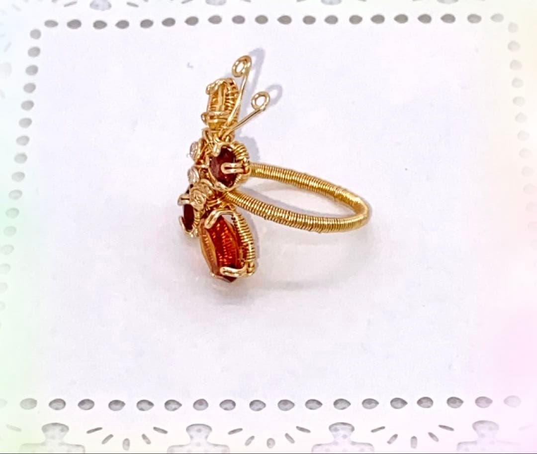 タラちゃん様2点専用ページです♪14kgf ワイヤーリング ガーネットトパーズ