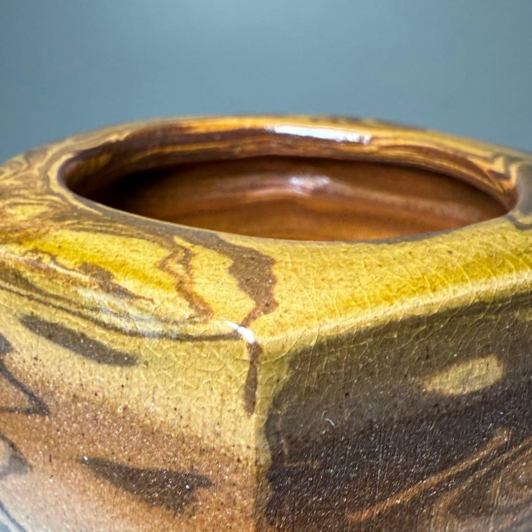 萩焼　陶芸作家　大和努　作　萩練込香炉　共箱　共布　栞　未使用品　茶道具　保男