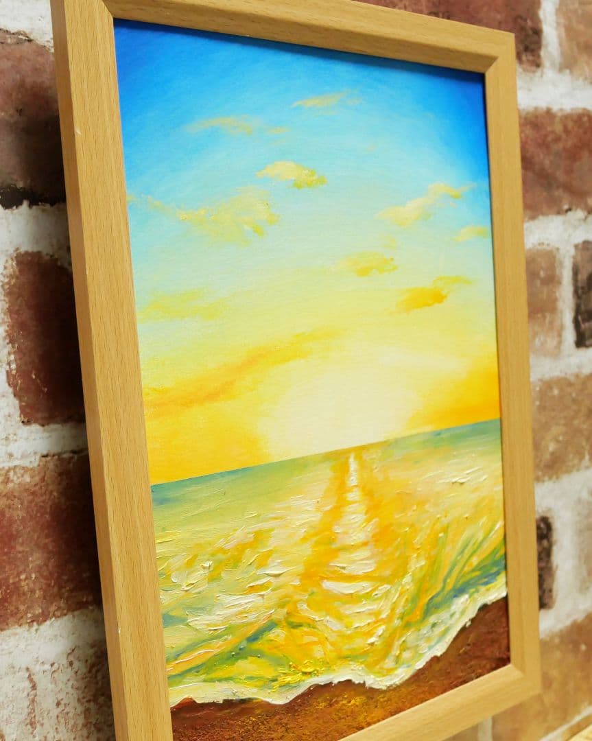 油絵 絵画 【砂浜の朝日】