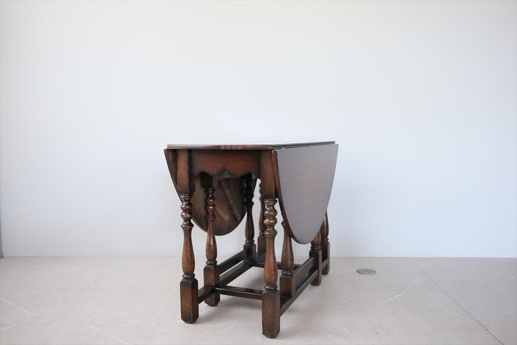 英国アンティーク木製ゲートレッグテーブル/ダイニング机バタフライ(87-235)