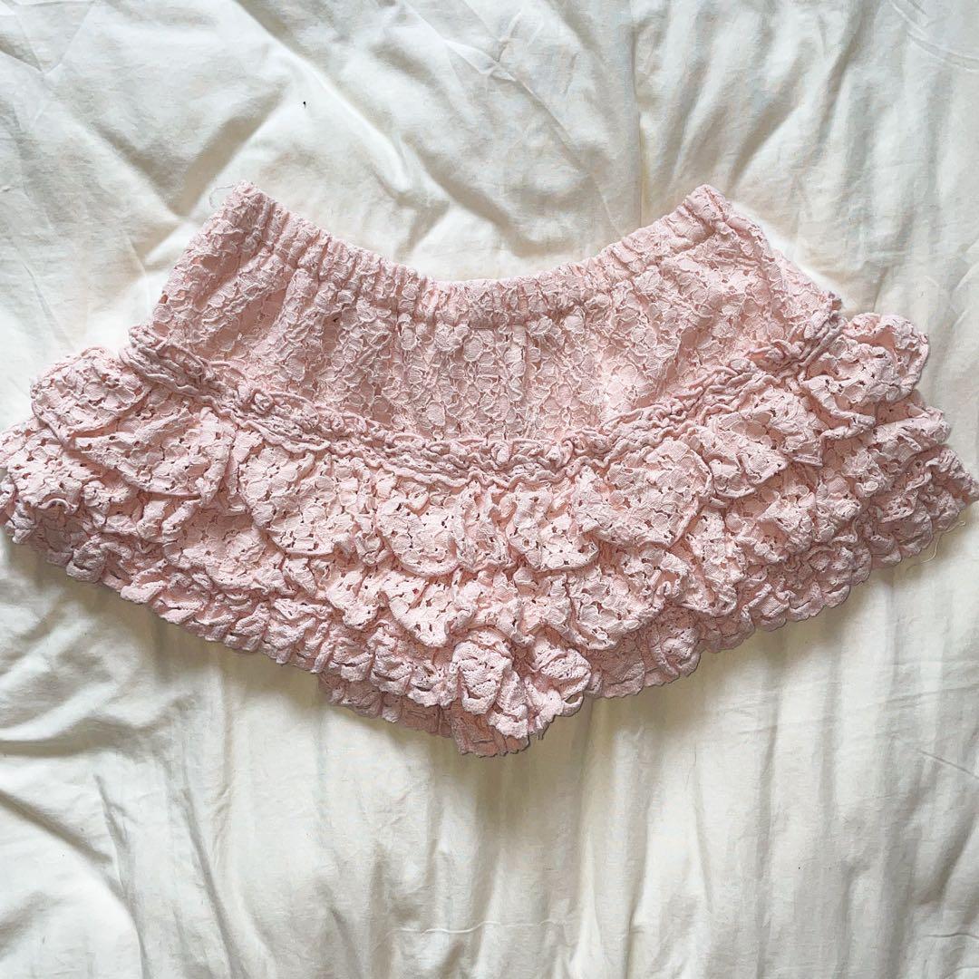 00s 希少 LIZLISA系 コットンフリルレーススカパン 姫ロリ