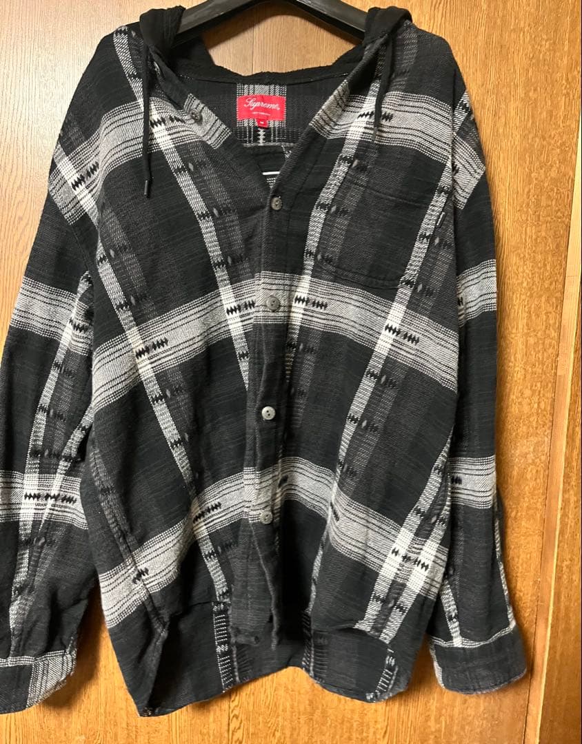 シュプリーム　ジャガードネルシャツ　フード付き